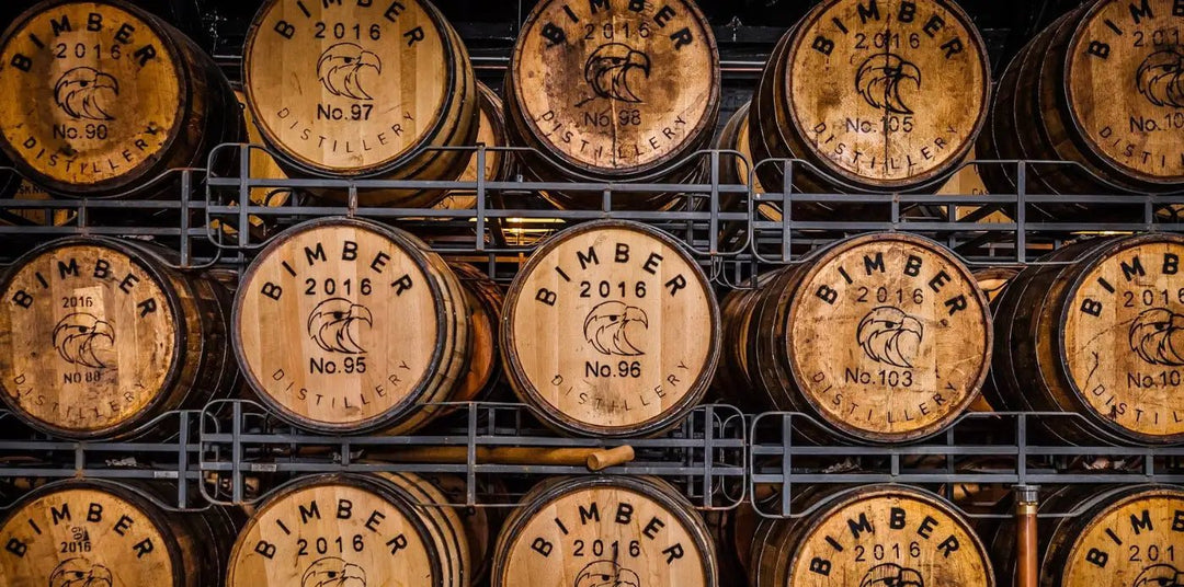 Bimber Distillery barrels in warehouse racking