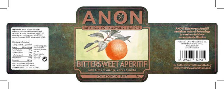 ANON Drinks - ANON Bittersweet Aperitif | Non - Alcoholic Aperitivo 70cl - Non - Alcoholic - Digital Distiller