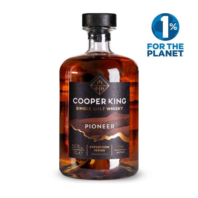 Bottle of Cooper King Pioneer Single Malt English Whisky 70cl on a white background - Digital Distiller