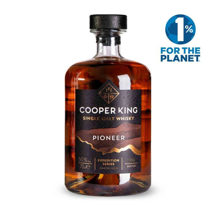 Bottle of Cooper King Pioneer Single Malt English Whisky 70cl on a white background - Digital Distiller