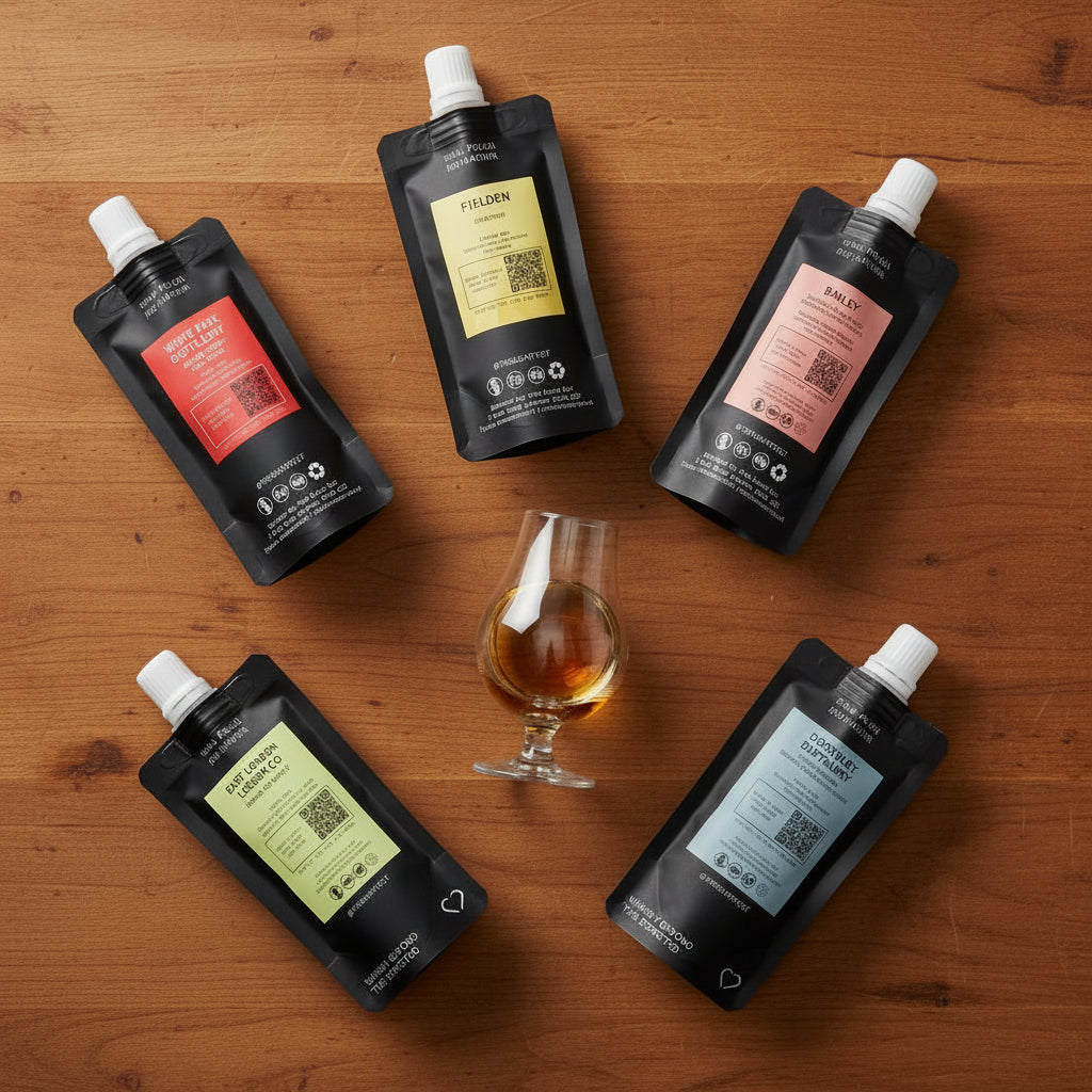 A selection of 5 Heart Cut whisky pouches