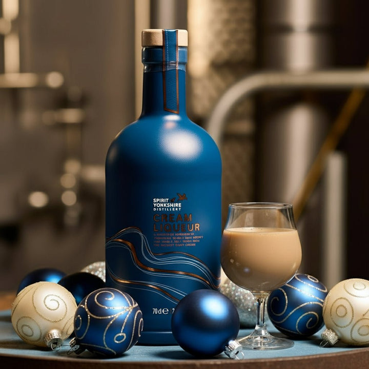 Spirit of Yorkshire Cream Liqueur on a wooden surface
