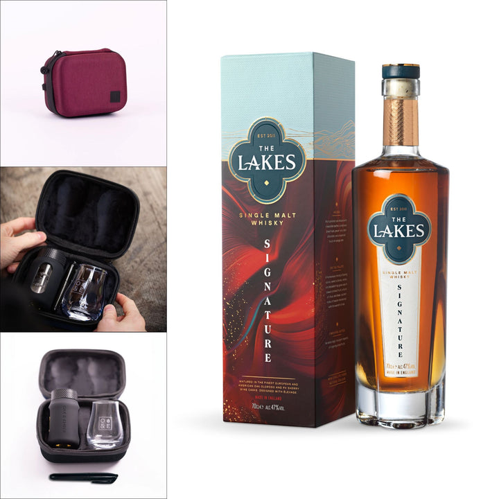 Digital Distiller - Lakes Signature Whisky + Oak &amp; Ember Travel Flask Glass Set - Gifts - Digital Distiller
