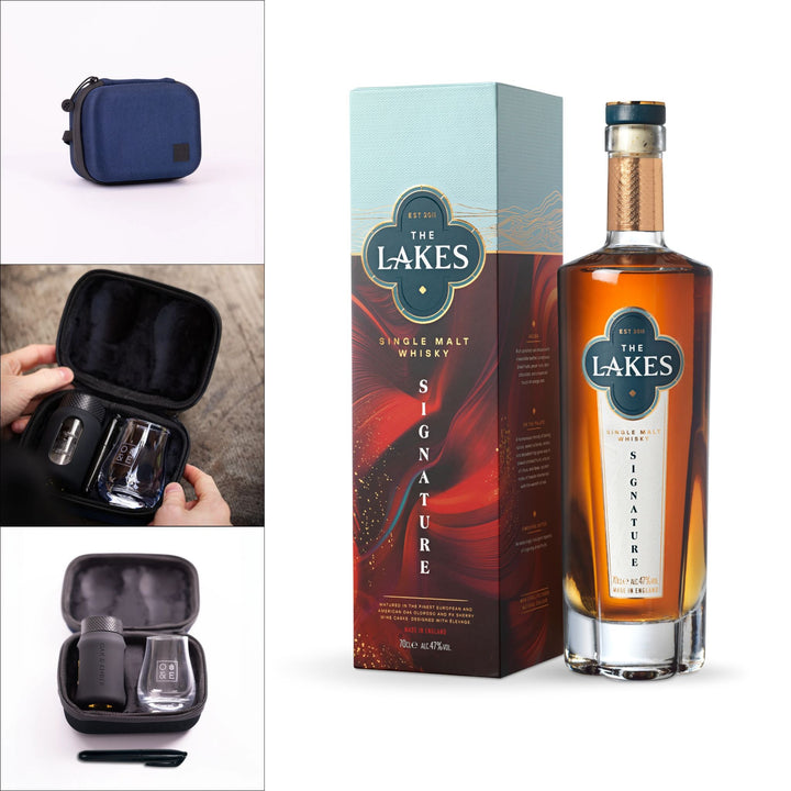 Digital Distiller - Lakes Signature Whisky + Oak &amp; Ember Travel Flask Glass Set - Gifts - Digital Distiller