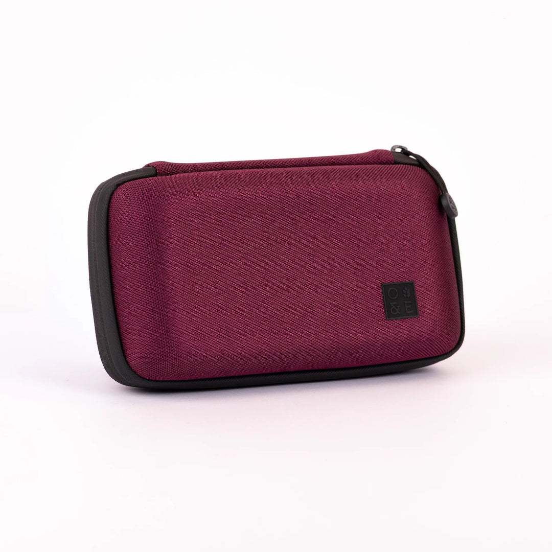 Oak and Ember Flight Flask Traveller Set in Cherry Red on a white background