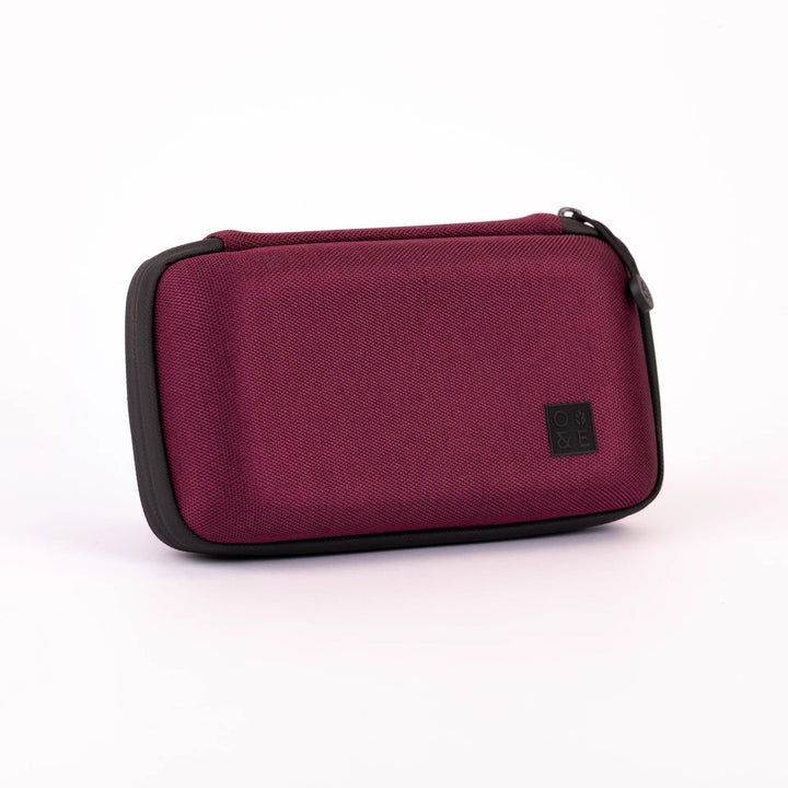 Oak and Ember Flight Flask Traveller Set in Cherry Red on a white background