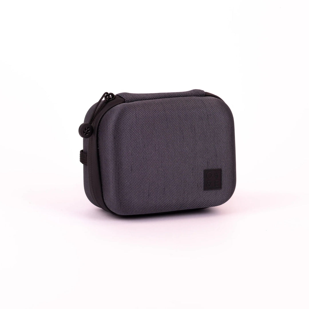 Oak &amp; Ember Mini Glask Traveller Set in a charcoal grey carrying case with black accents on a white background