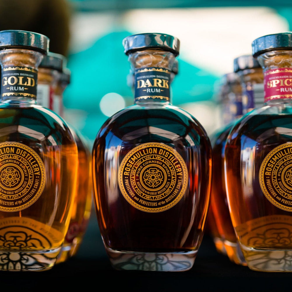 Rosemullion Dark Rum with other Rosemullion rum bottles