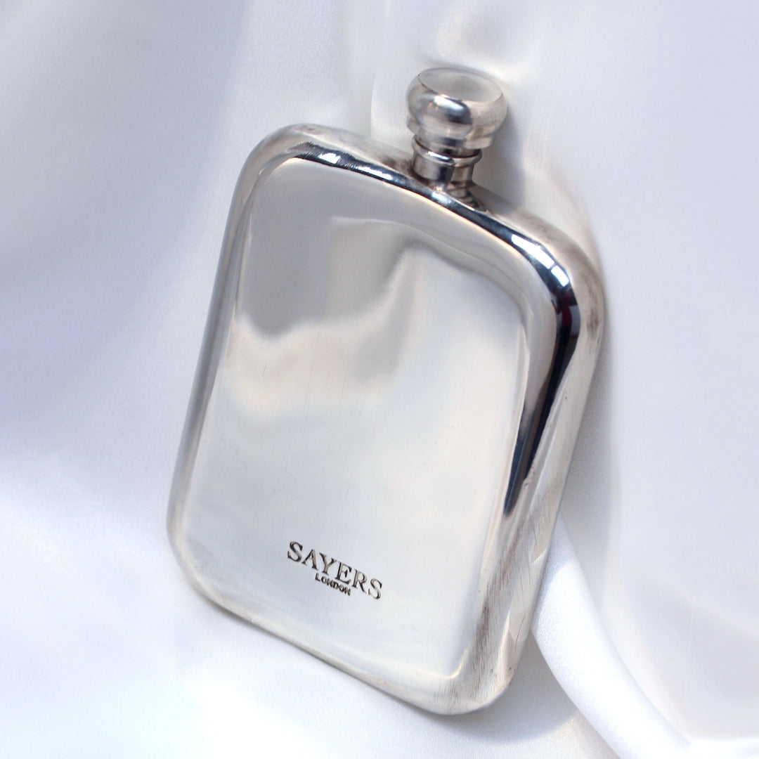 Sayers London - Sayers London Handmade Classic 6oz Pewter Hip Flask - Hip Flask - Digital Distiller