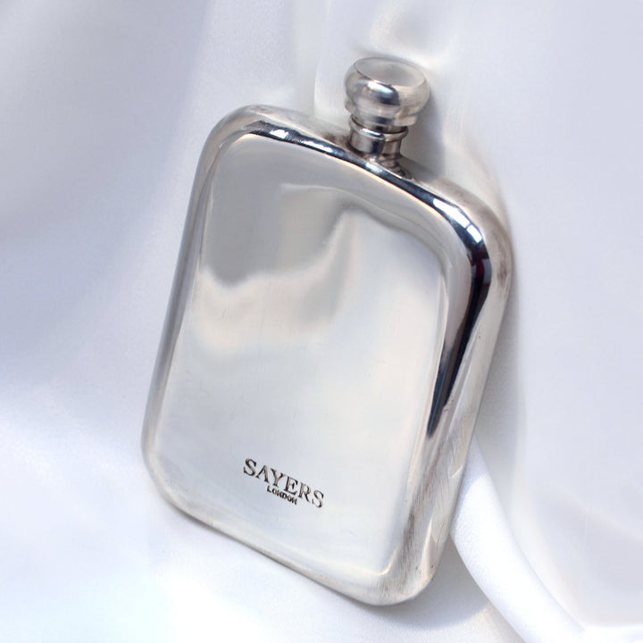 Sayers London - Sayers London Handmade Classic 6oz Pewter Hip Flask - Hip Flask - Digital Distiller