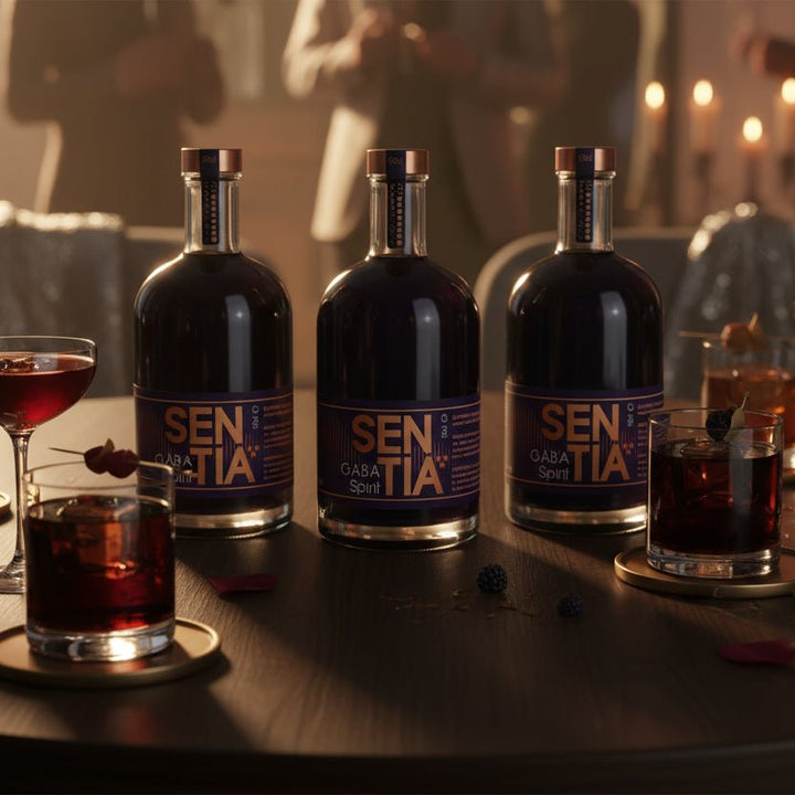 Sentia Black bottles on a party table