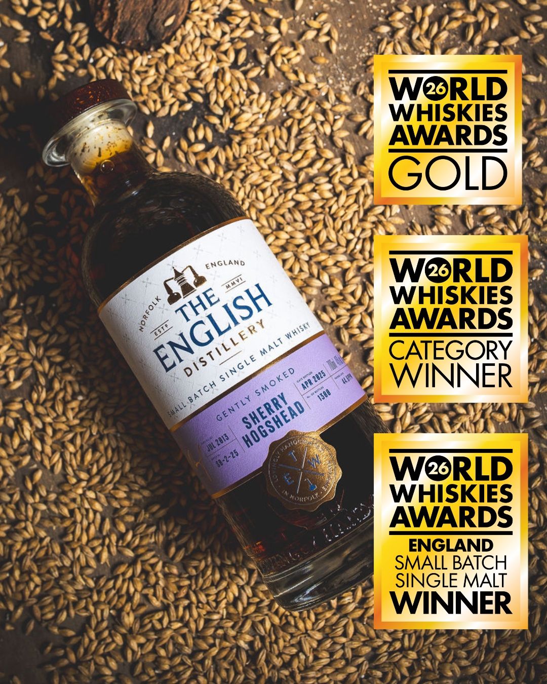 The English Distillery - The English Distillery Small Batch Gently Smoked Sherry Hogshead Whisky, 70cl