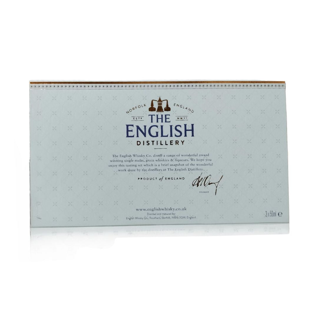 The English Distillery Trio Gift Set, rear view of pack - 3 x 5cl - Digital Distiller