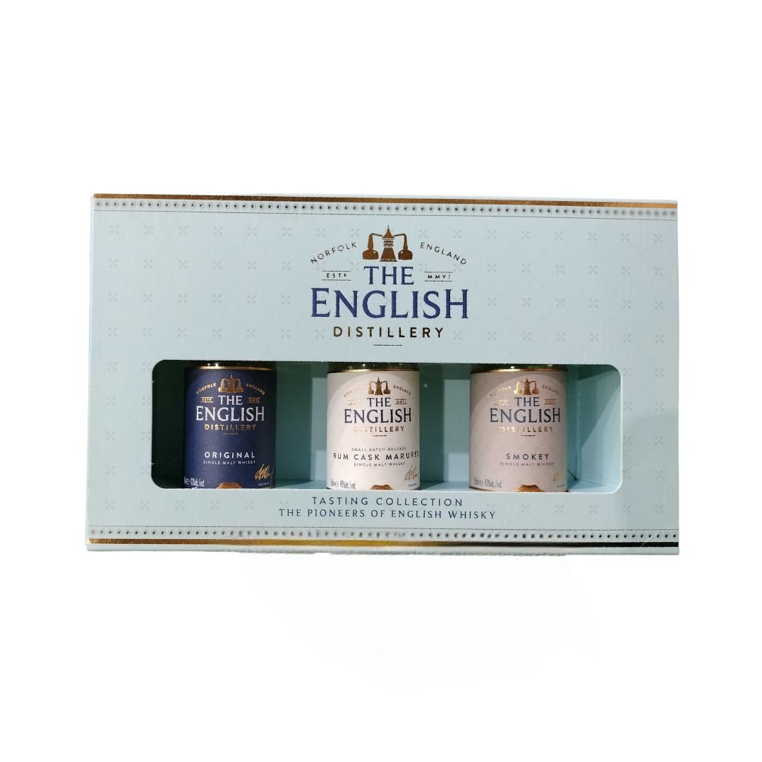 The English Distillery Trio Gift Set, front view of pack - 3 x 5cl - Digital Distiller