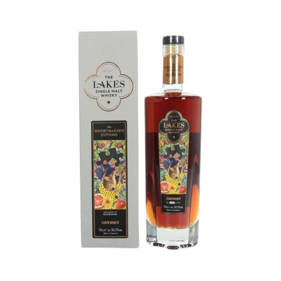 The Lakes Distillery Odyssey English Whisky bottle and presentation box front