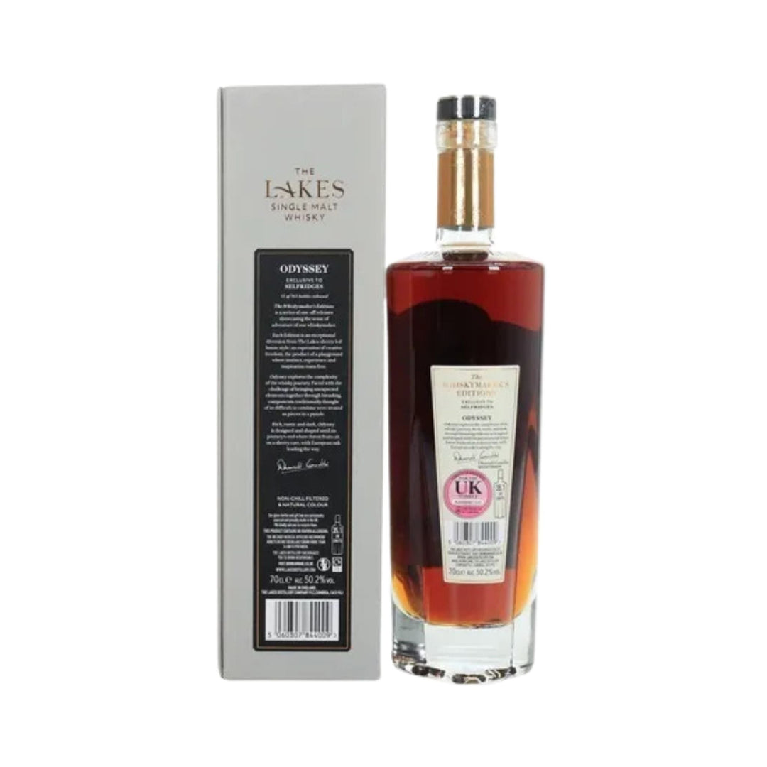 The Lakes Distillery Odyssey English Whisky bottle and presentation box back