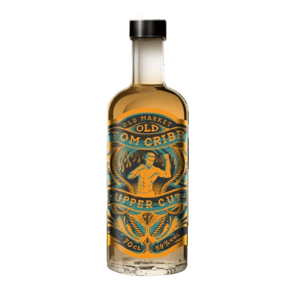 Bottle of Old Market Tom Cribb Upper Cut 59% Alc on a white background