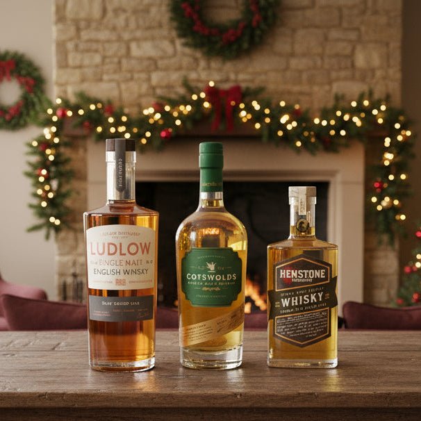 3 bottles of whisky on a wooden table top