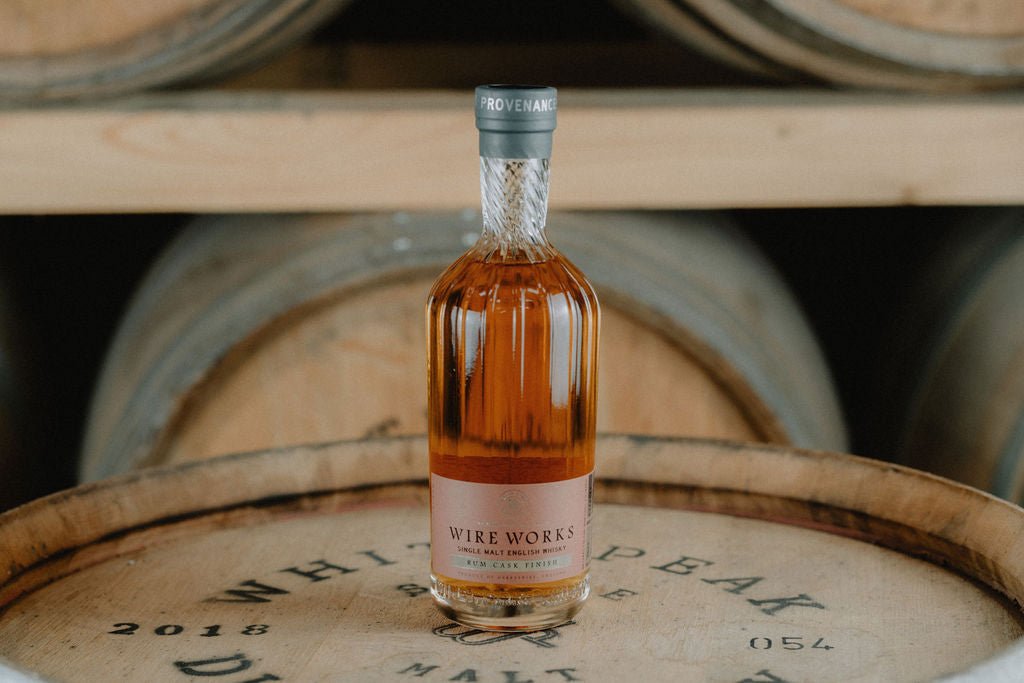 White Peak Distillery Wire Works Rum Cask Finish Single Malt Whisky on a barrel - Digital Distiller