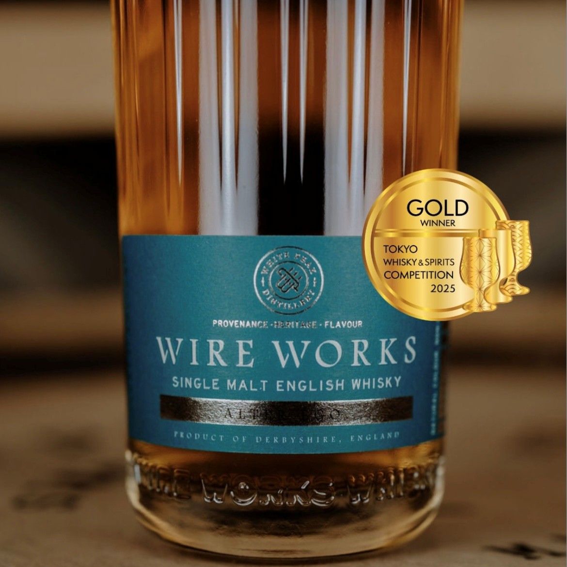White Peak Wire Distillery Works Alter Ego English Whisky Gold Award Medal